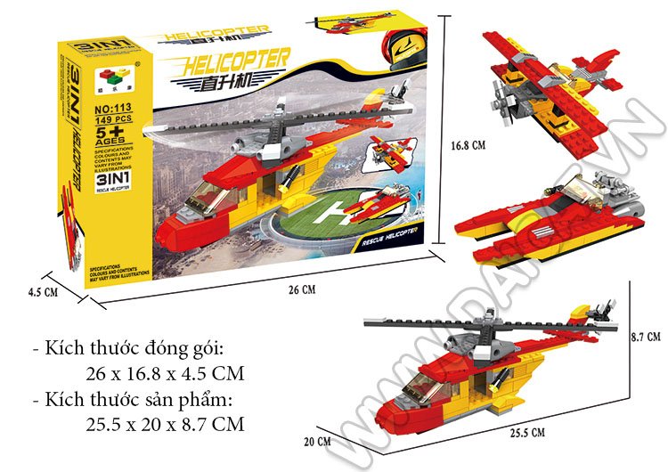 Lego máy bay chi tiết vỏ hộp