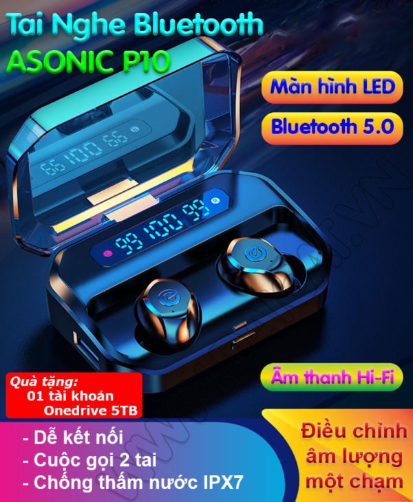 Tai Nghe Bluetooth ASONIC P10 Quà Tặng Onedrive 5TB